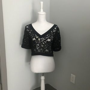 Black lace crop top